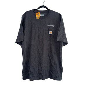 Carhartt Loose Fit Black Pocket T-Shirt L United Construction Logo 100% Cotton